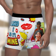 Load image into Gallery viewer, I Licked It So It's Mine - Personalized Spicy Couple Men's Boxers Boxer Briefs PopCulturePrints

