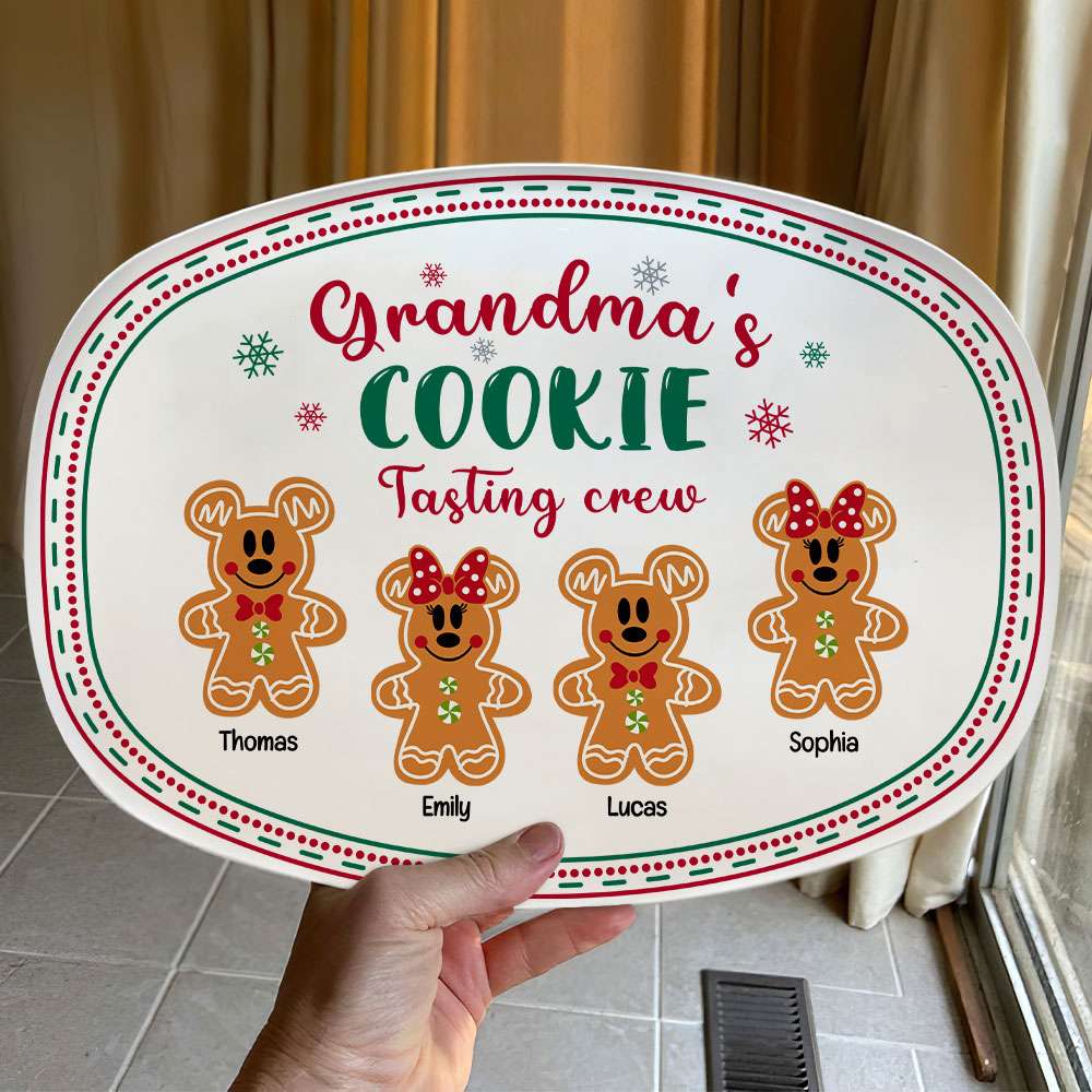 Personalized Grandma's Cookie Tasting Crew Plate - Custom Gingerbread Grandkids Christmas Gift