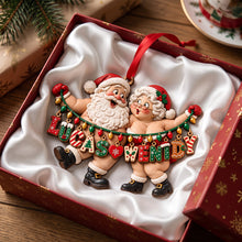 Load image into Gallery viewer, “Celebrate Love with a Touch of Festivity” - Personalized Name Art Fun Santa Couple Ornament - Custom Christmas Gift for Couples
