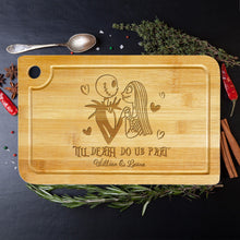 Load image into Gallery viewer, Personalized &#39;Till Death Do Us Part&#39; Cooking Cutting Board for Couples
