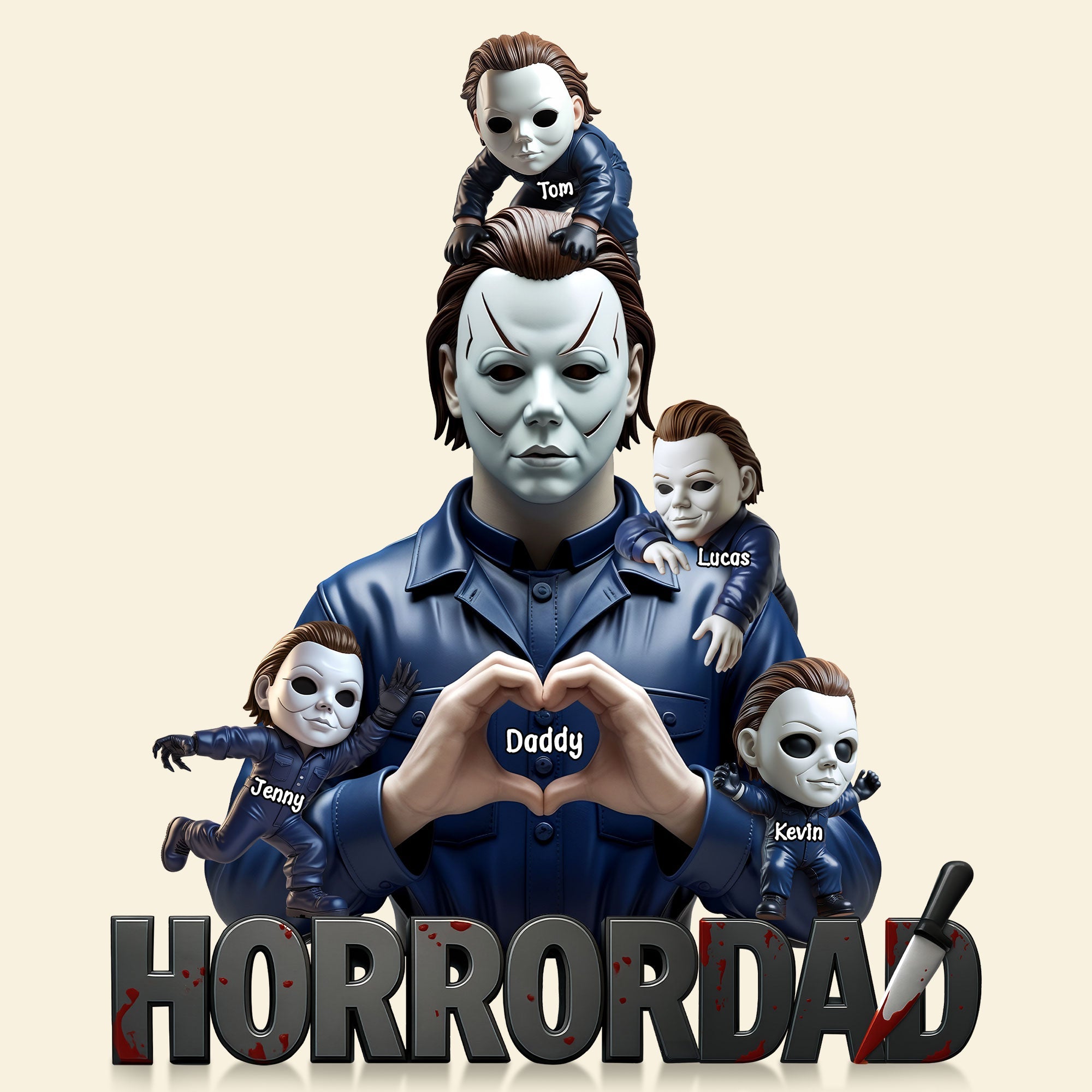 "I Love You, Daddy!" - Horror Dad Plaque - Personalized Gifts for Dad Shaped Plaques PopCulturePrints