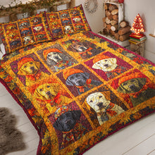 Load image into Gallery viewer, Colorful Labrador Retriever Dog Christmas Quilt Bed Set for Pet Lovers Blanket PopCulturePrints
