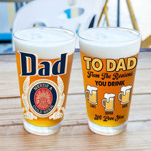 Load image into Gallery viewer, Personalized Beer Glass for Dad - Customizable Gift from Kids Beer Glasses PopCulturePrints
