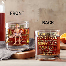 Load image into Gallery viewer, I Adore You - Naughty Couple Round Glass - Personalized Gifts for Couples Glass PopCulturePrints
