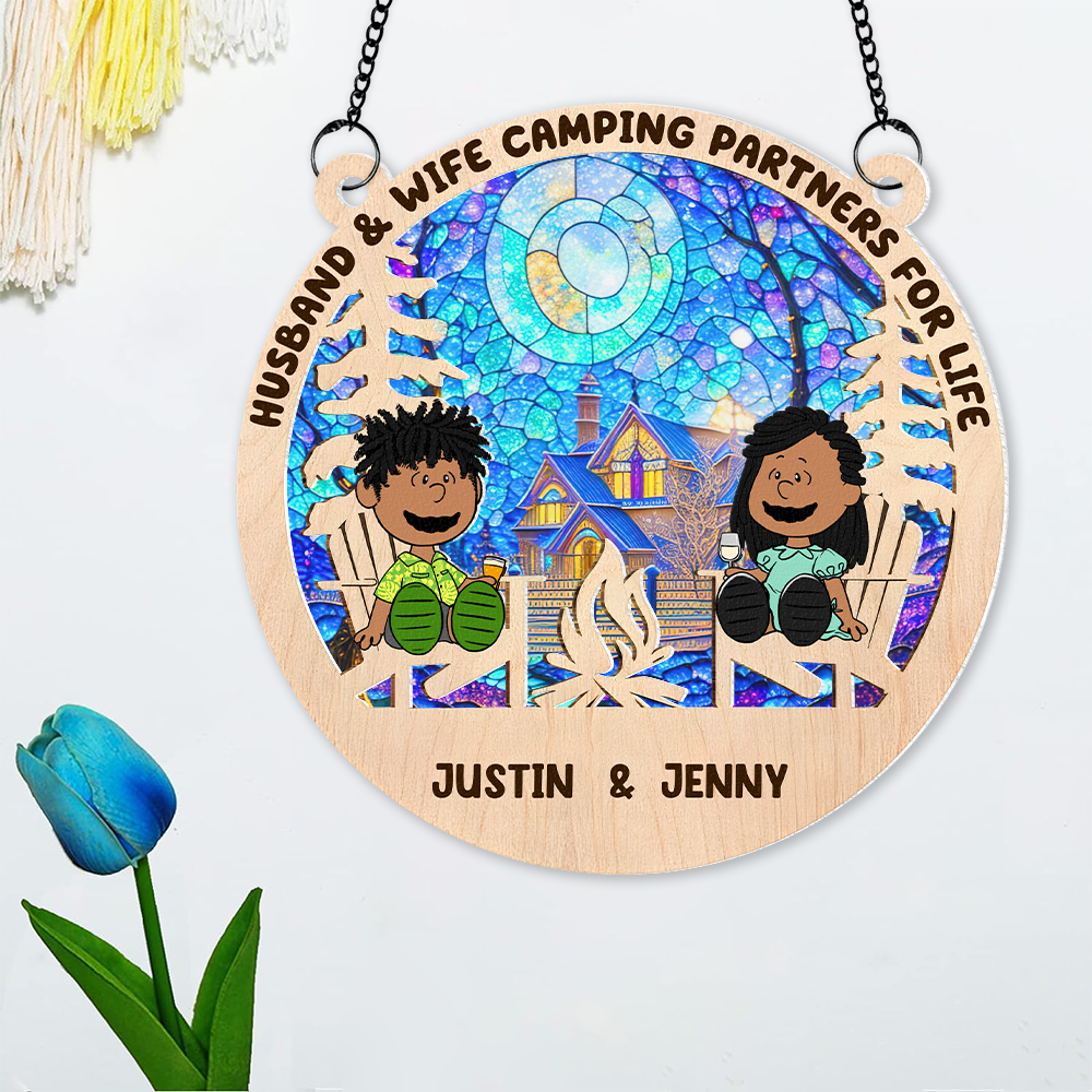 Custom Camping Suncatcher Ornament for Couples | Unique Valentine's Day Gifts Ornament PopCulturePrints