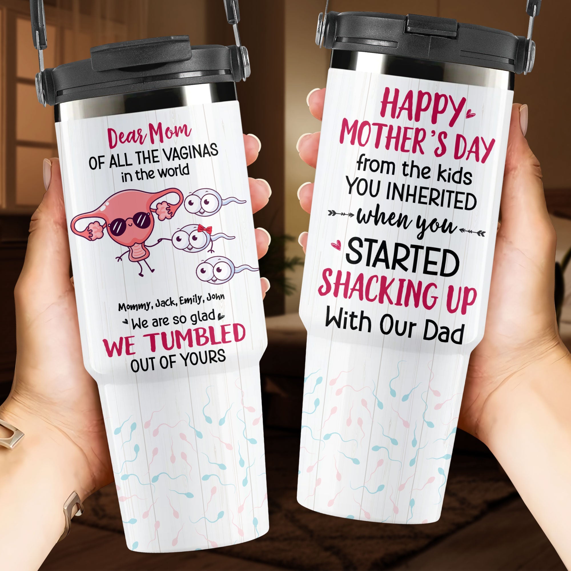 Dear Mom, Of All The Vaginas In The World - Personalized Tumbler Cup | Unique Gift for Mom, Grandma & More Tumbler Cup PopCulturePrints