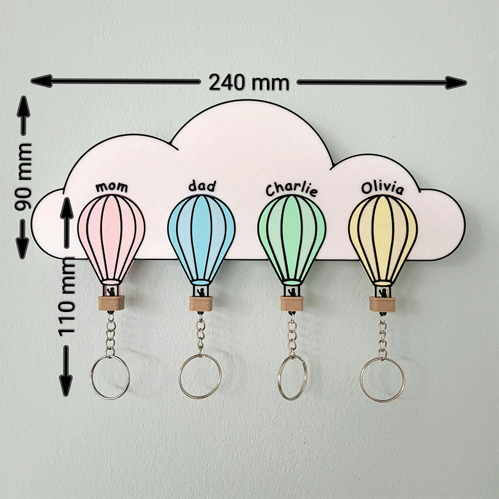 Personalized Hot Air Balloon Family Key Holder