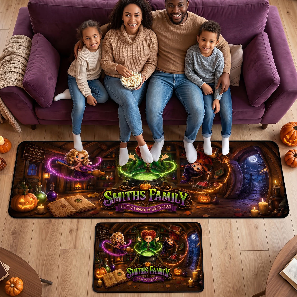 Embrace the Magic with Our Macabre Spell Sisters Runner Rug - A Personalized Gift for Your Family Doormat PopCulturePrints