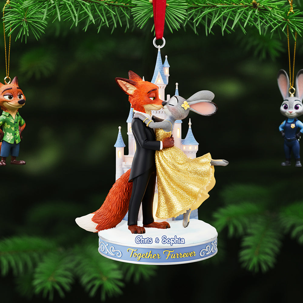 "Together Fur-ever: A Perfect Personalized Keepsake for Lovebirds" - Kissing Couple Acrylic Ornament - Custom Gift for Couples, Friends, and Family Ornament PopCulturePrints