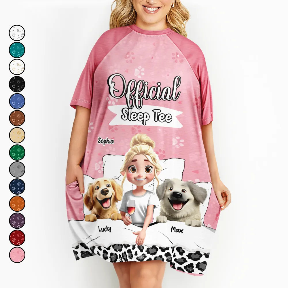 Official Sleep Tee - Personalized Dog Mom Sleep Shirt for Loving Moms & Grandmas Women's Sleep Tee PopCulturePrints