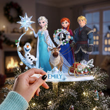 Load image into Gallery viewer, "Let It Snow!" - Magical Winter Family Acrylic Christmas Tree Topper - Personalized Gift for All Ages Ornament PopCulturePrints
