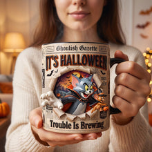 Load image into Gallery viewer, “It’s Halloween! Trouble Is Brewing” - Personalized Halloween Coffee Mug - Perfect Gift for Friends, Family, and Halloween Lovers Coffee Mug PopCulturePrints
