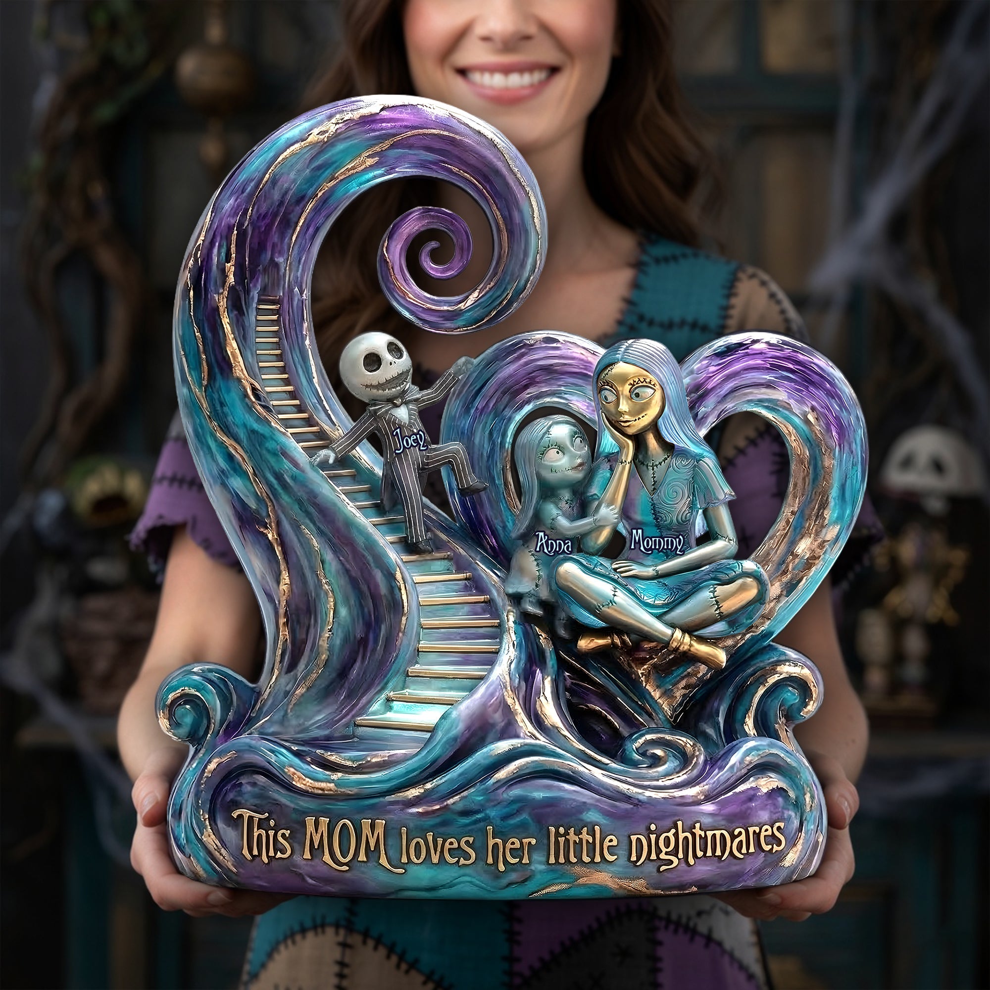 This MOM Loves Her Little Nightmares - Personalized Horror Mom Acrylic Plaque - Unique Gift for Mom, Grandma Shaped Plaques PopCulturePrints