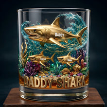Load image into Gallery viewer, "Daddy Shark" - Unique Personalized Glass for Dads - Gift for Father, Grandpa, or any special dad! Glass PopCulturePrints
