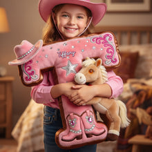 Load image into Gallery viewer, Personalized Cowgirl Alphabet Pillow – A Unique Gift for Horse Lovers Pillow PopCulturePrints
