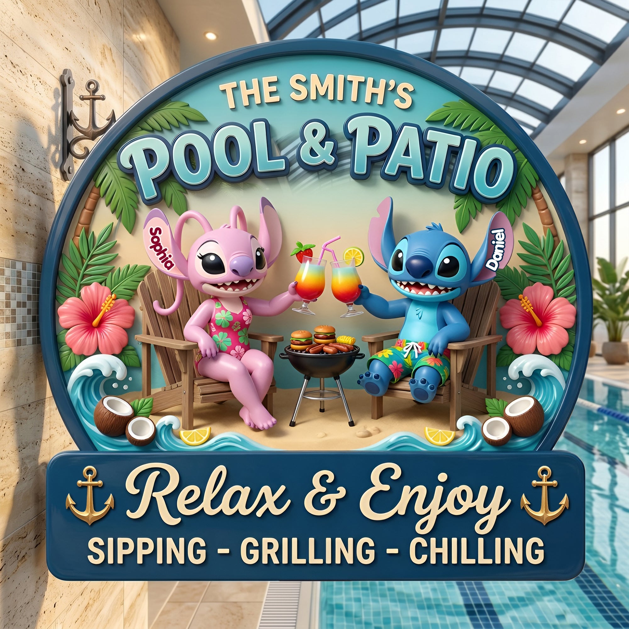 Relax & Enjoy Metal Sign - Personalized Gifts For Couple 03TYLU180626 Metal Signs PopCulturePrints