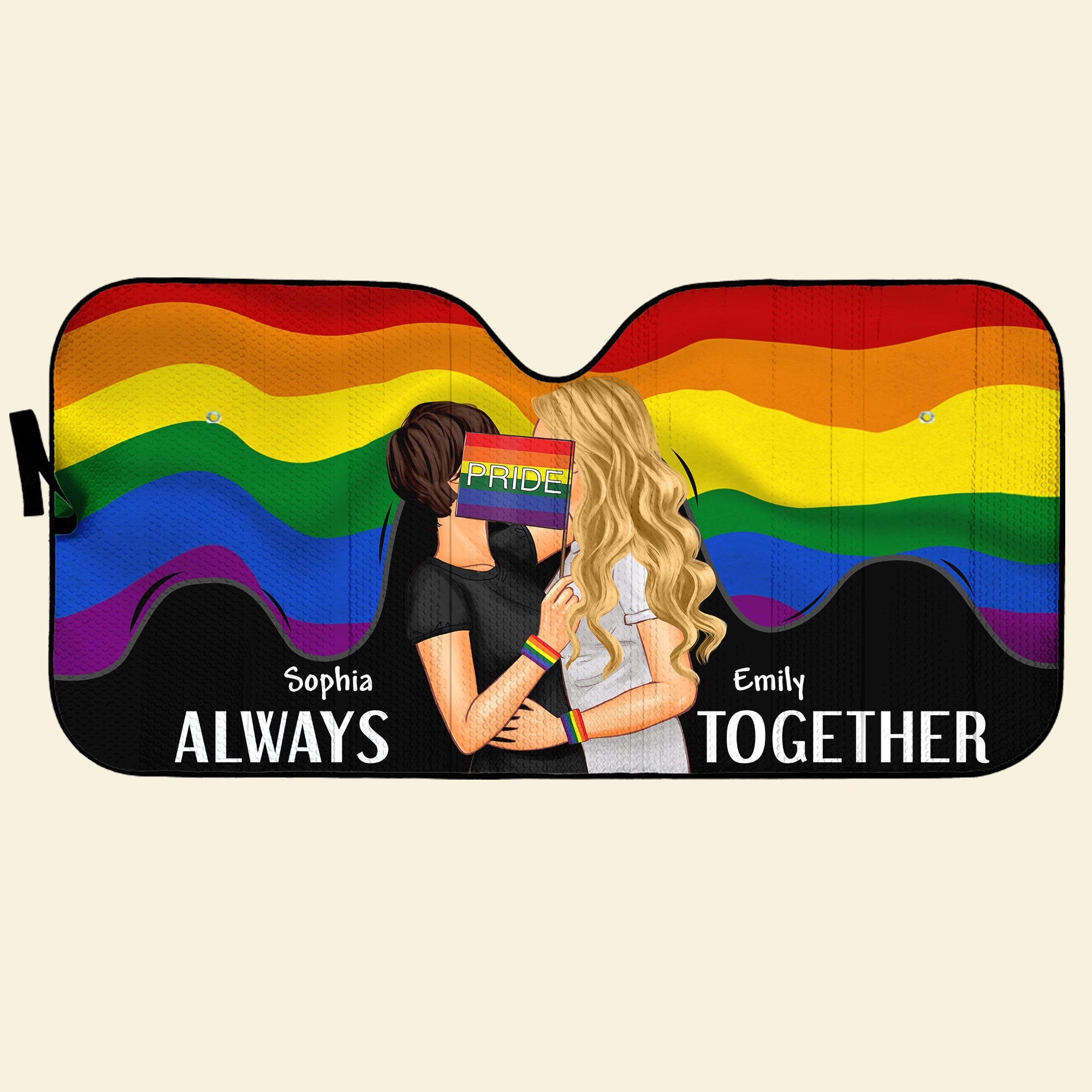 Personalized LGBT Couple Windshield Sunshade - Always Together Doormat PopCulturePrints