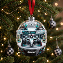 Load image into Gallery viewer, “Race Into the Holidays!” - Personalized Legend Teams Acrylic Ornament - Custom Gift for Motorsport Enthusiasts

