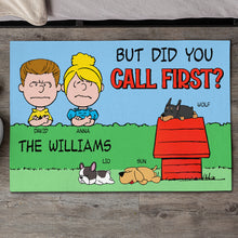 Load image into Gallery viewer, Personalized Dog Lover Couple Doormat - Call First Design
