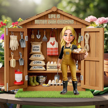 Load image into Gallery viewer, Life is Better with Chickens - Personalized Chicken Girl Acrylic Plaque for Farmers Shaped Plaques PopCulturePrints
