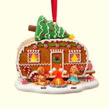 Load image into Gallery viewer, &quot;Celebrate Love and Joy&quot; - Personalized Gingerbread Couple Christmas Wooden Ornament - Custom Gift for Couples, Friends, and Family Ornament PopCulturePrints
