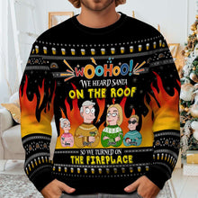 Load image into Gallery viewer, Personalized Family Christmas Ugly Sweater - Cartoon Fireplace Design
