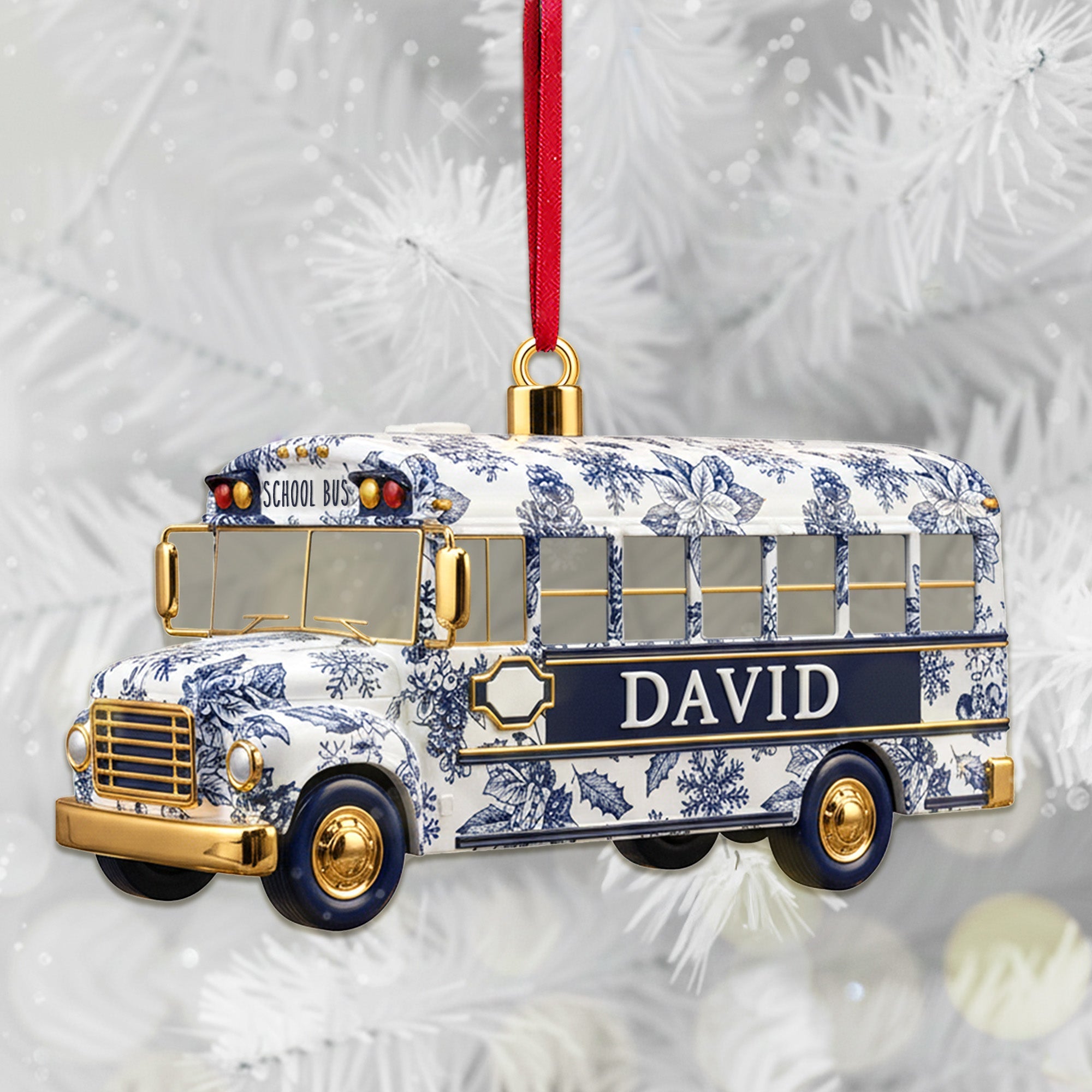 "The Best School Bus Drivers Embrace Every Journey" - Personalized Christmas Ornament - Perfect Gift for School Bus Drivers, Teachers, and Friends Ornament PopCulturePrints