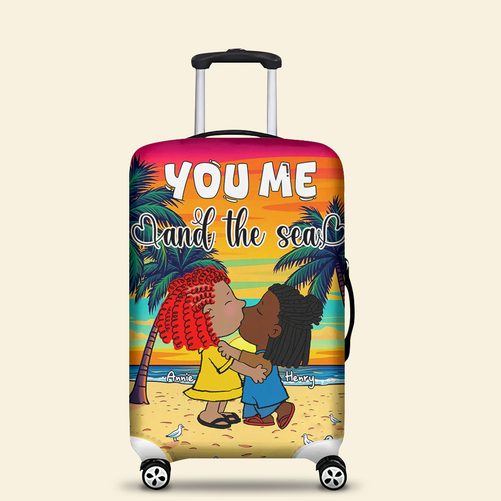 Customized Couple Luggage Cover - 'You Me and the Sea' Luggage Covers PopCulturePrints