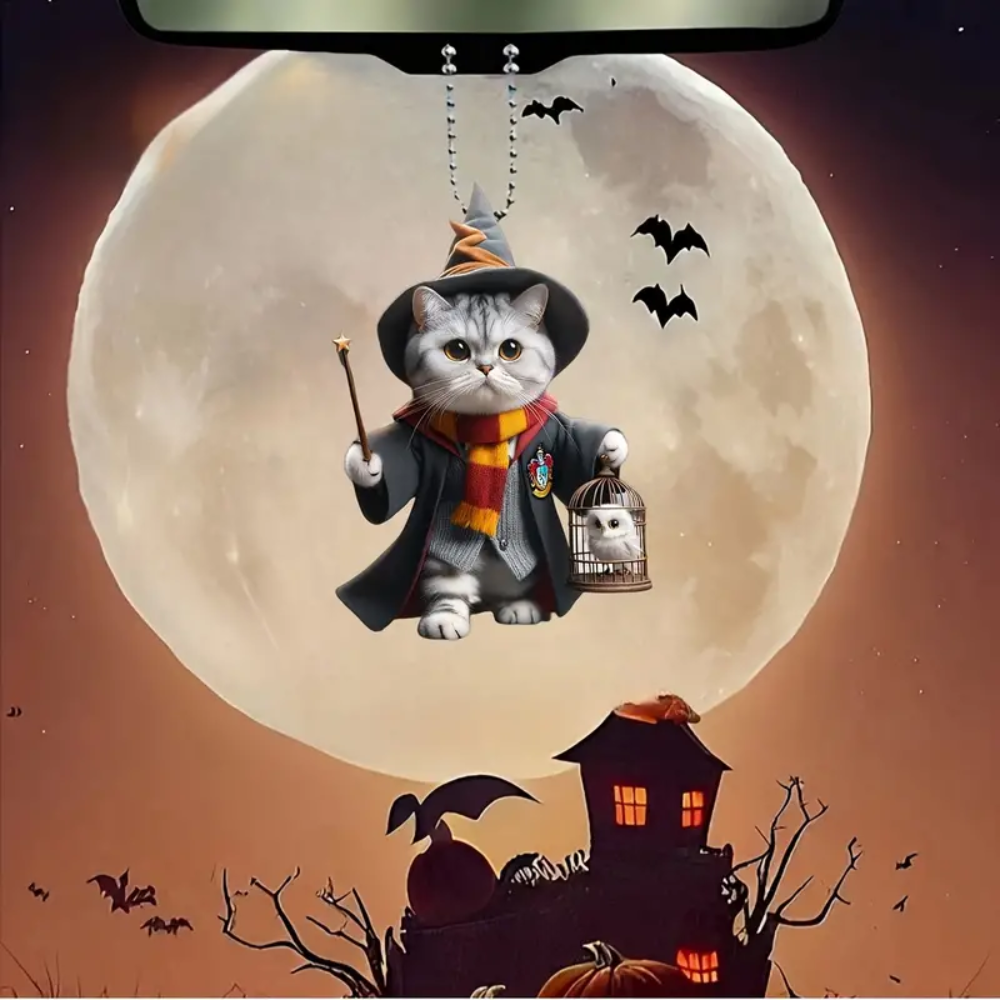 Wizard Cat Halloween Ornament - Magical Gifts for Cat Lovers