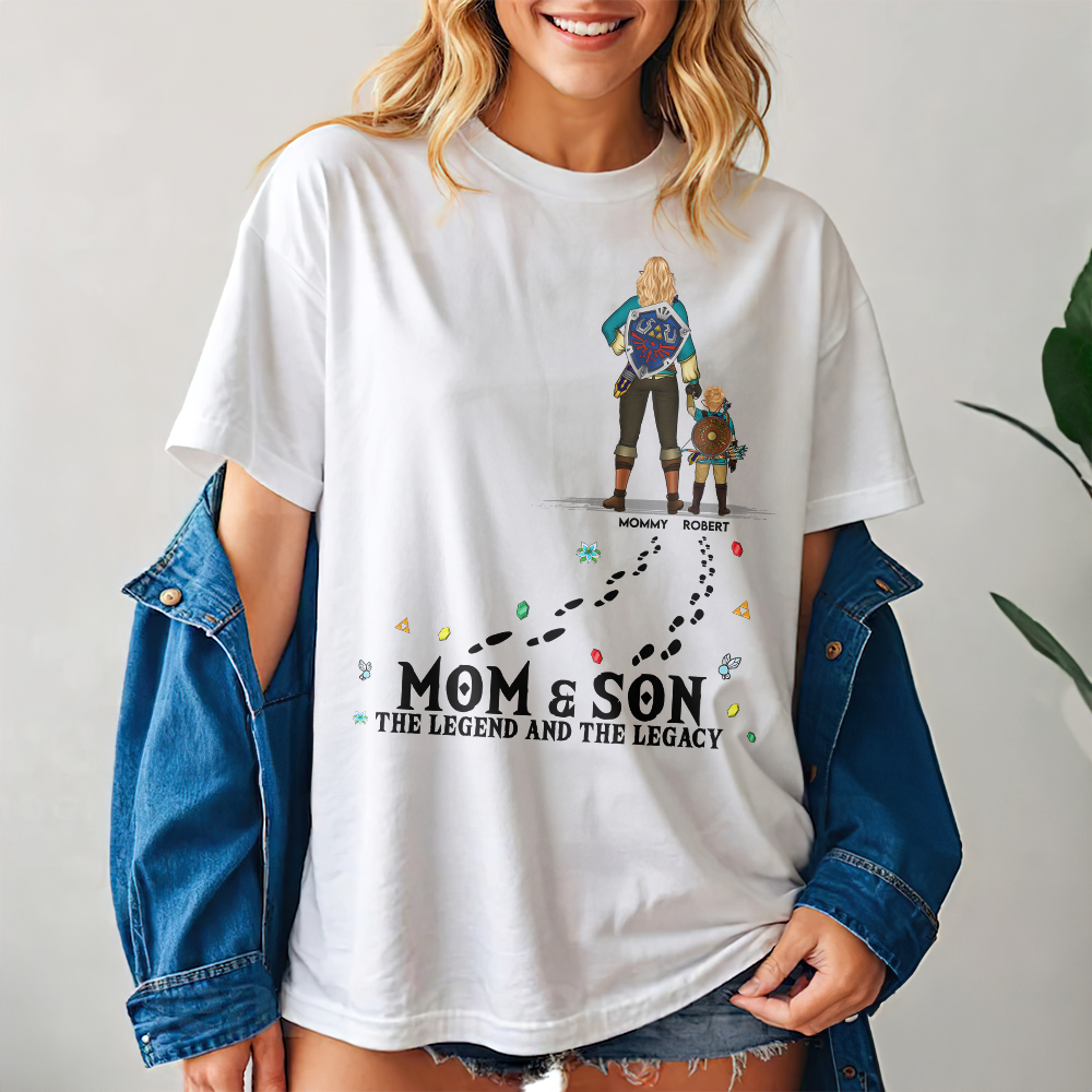 "Mom & Son - The Legend and The Legacy" - Personalized Adventure Mom Shirt - Custom Gift for Moms, Grandmas, and Kids Shirts PopCulturePrints
