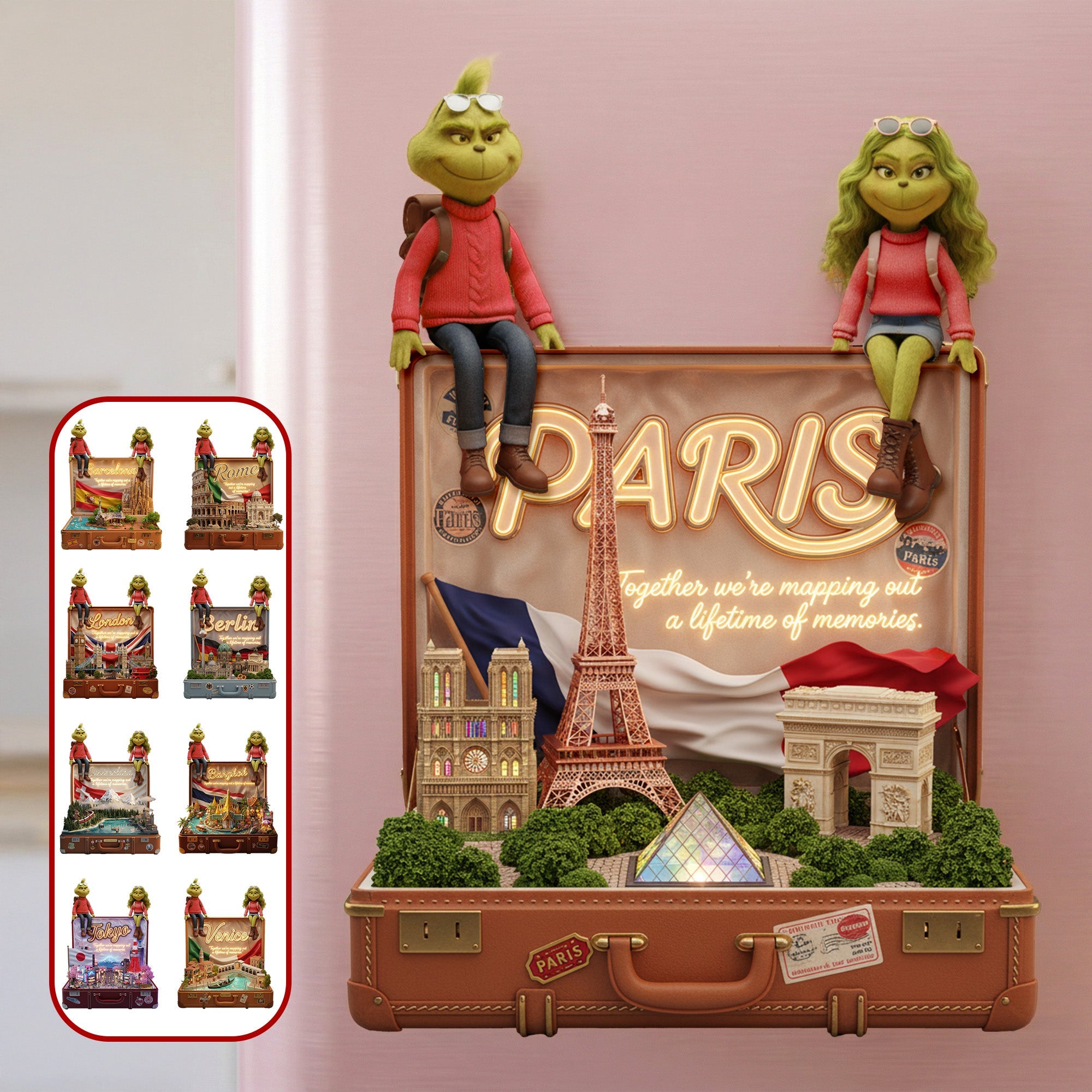 Together we’re mapping out a lifetime of memories - Personalized Couple Travelling Acrylic Fridge Magnet Fridge Magnet PopCulturePrints