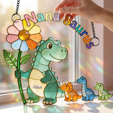 Load image into Gallery viewer, Mama-saurus &amp; Her Tiny Roar Crew Suncatcher - Unique Personalized Gift for Moms, Grandmas, and More! Ornament PopCulturePrints
