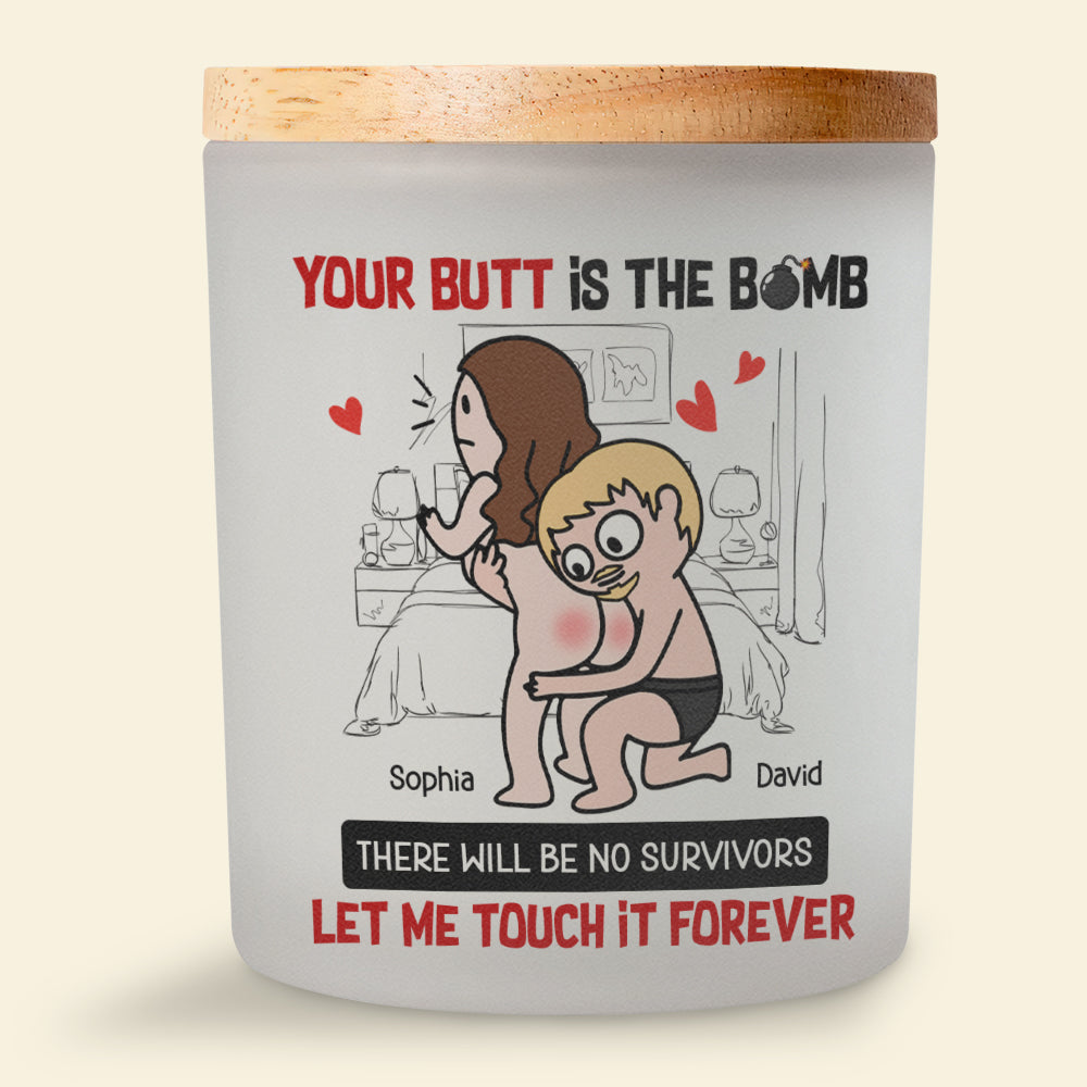 Personalized Romantic Scented Candle for Couples - Funny Touching Butt Design