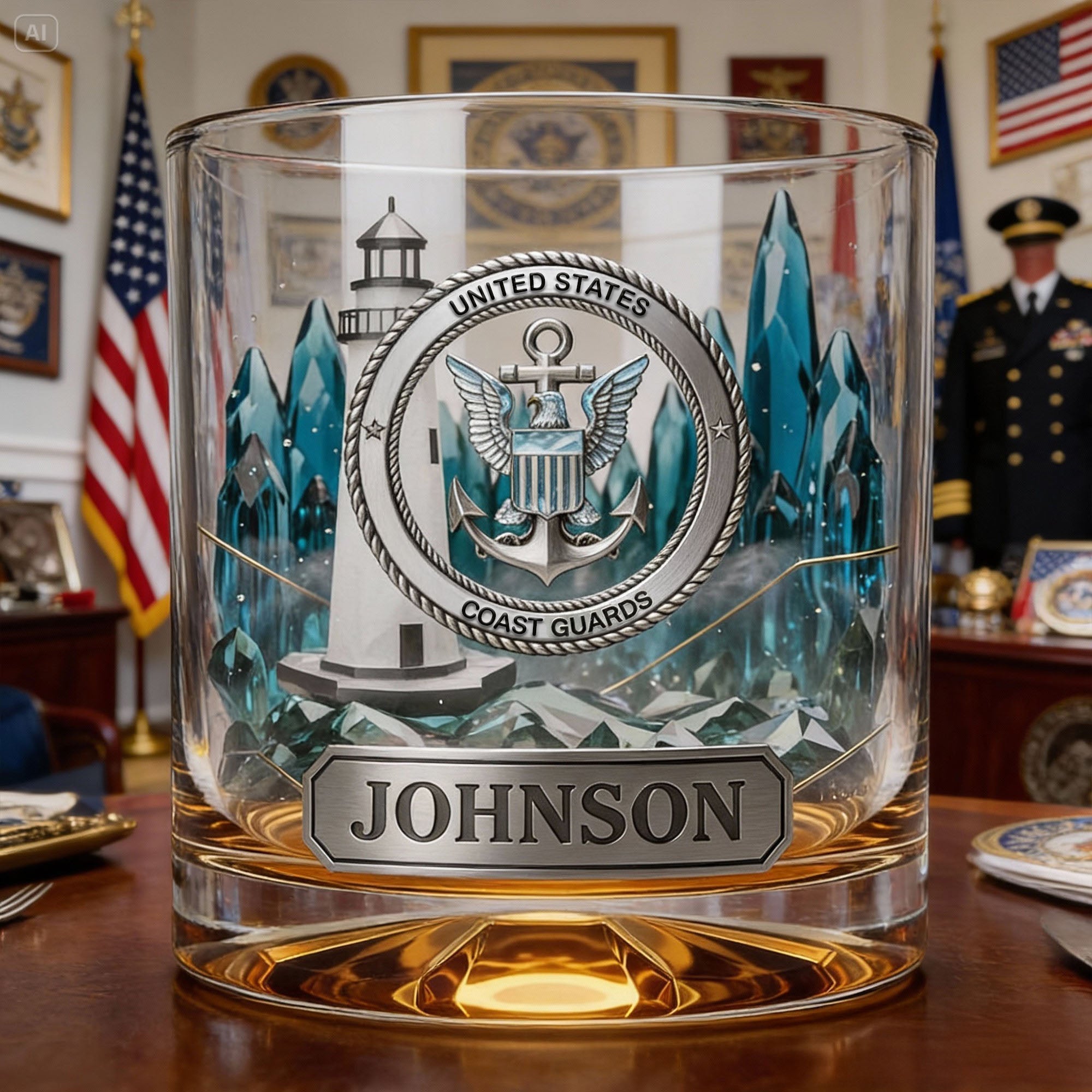 Honor & Celebrate Your Service: Military Forces 11oz Round Glass - Personalized Gift for Military Personnel Glass PopCulturePrints