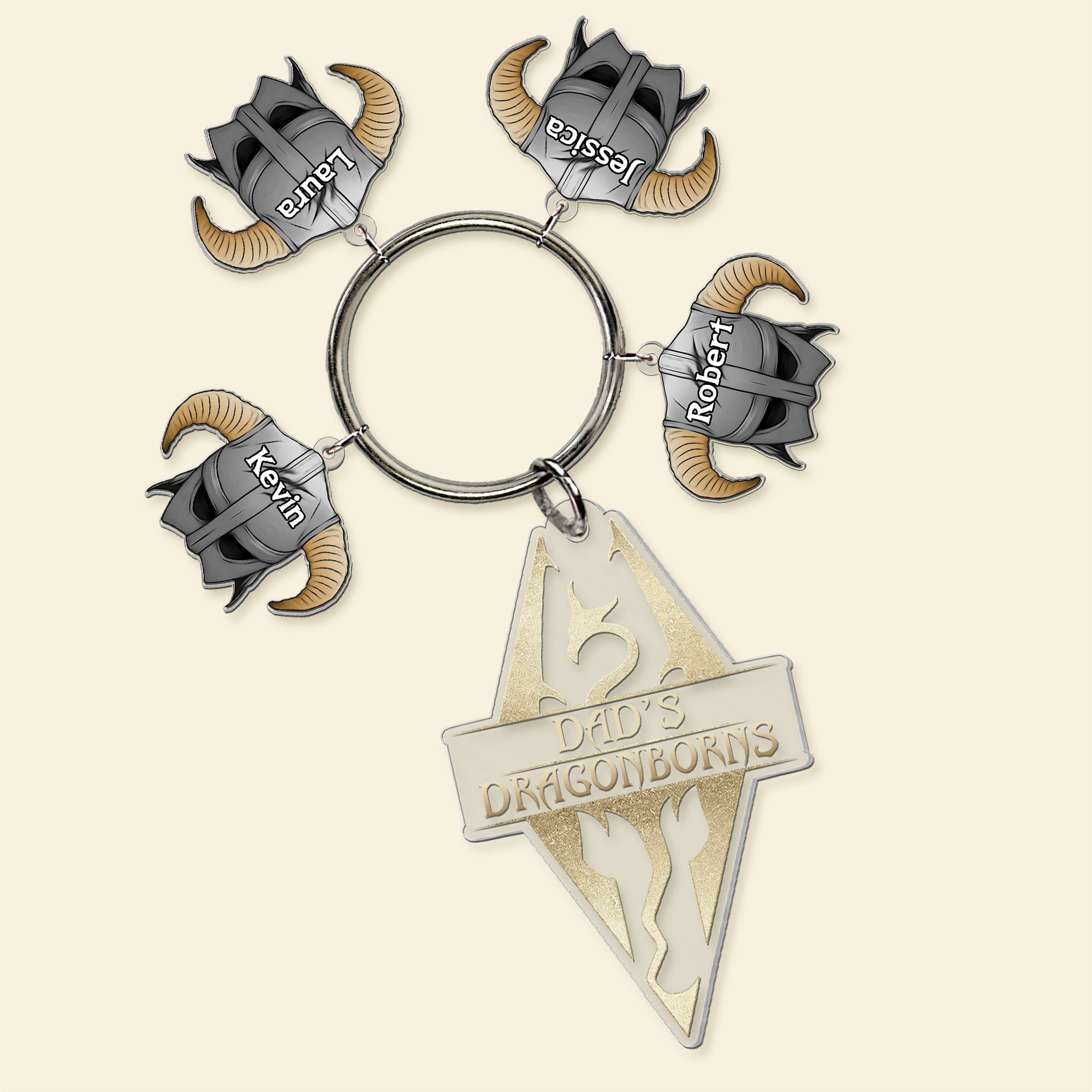 Personalized Dragonborn Dad Keychain - Custom Names Keychains PopCulturePrints