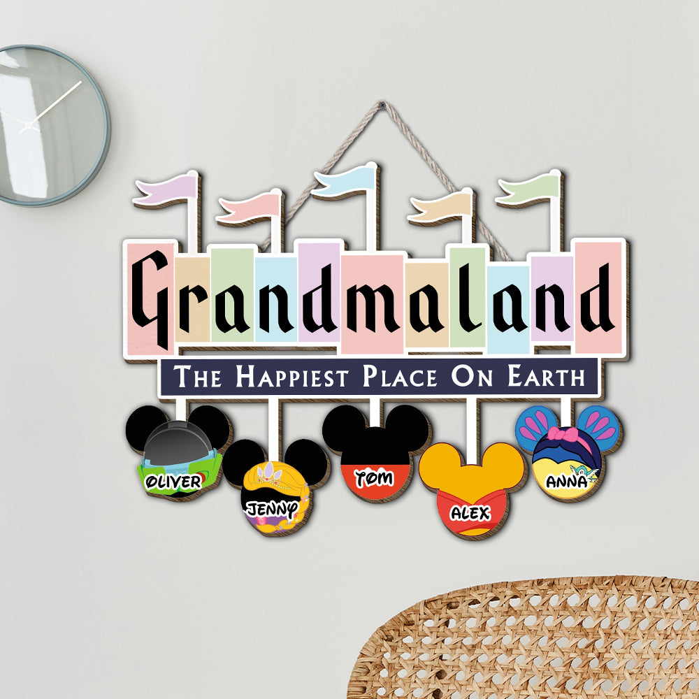 Personalized Grandma's Happiest Place Wood Sign Wood Sign PopCulturePrints