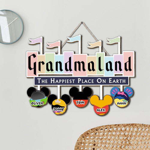 Personalized Grandma's Happiest Place Wood Sign Wood Sign PopCulturePrints