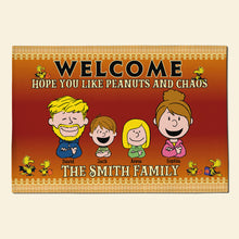 Load image into Gallery viewer, Personalized Peanuts Family Welcome Doormat
