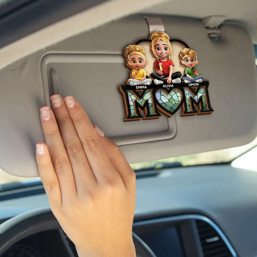 We Love You Mom - Personalized 3D Cartoon Car Visor Clip Car Visor Clip PopCulturePrints