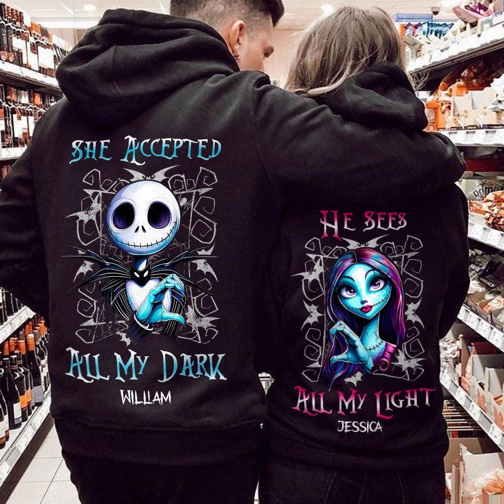 Personalized Couples Hoodies - Dark and Light Design