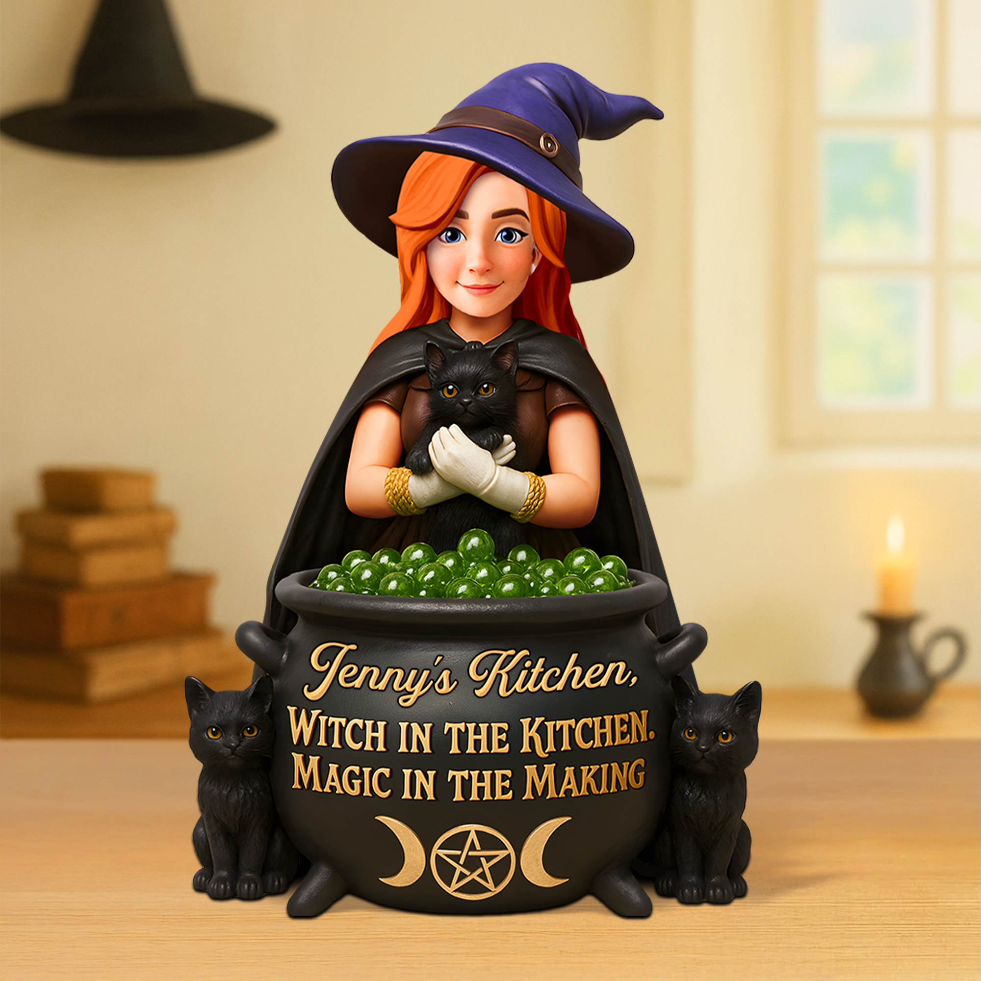 “Magic in Every Meal” - Personalized Kitchen Witch Acrylic Plaque - Custom Gift for Witches Shaped Plaques PopCulturePrints