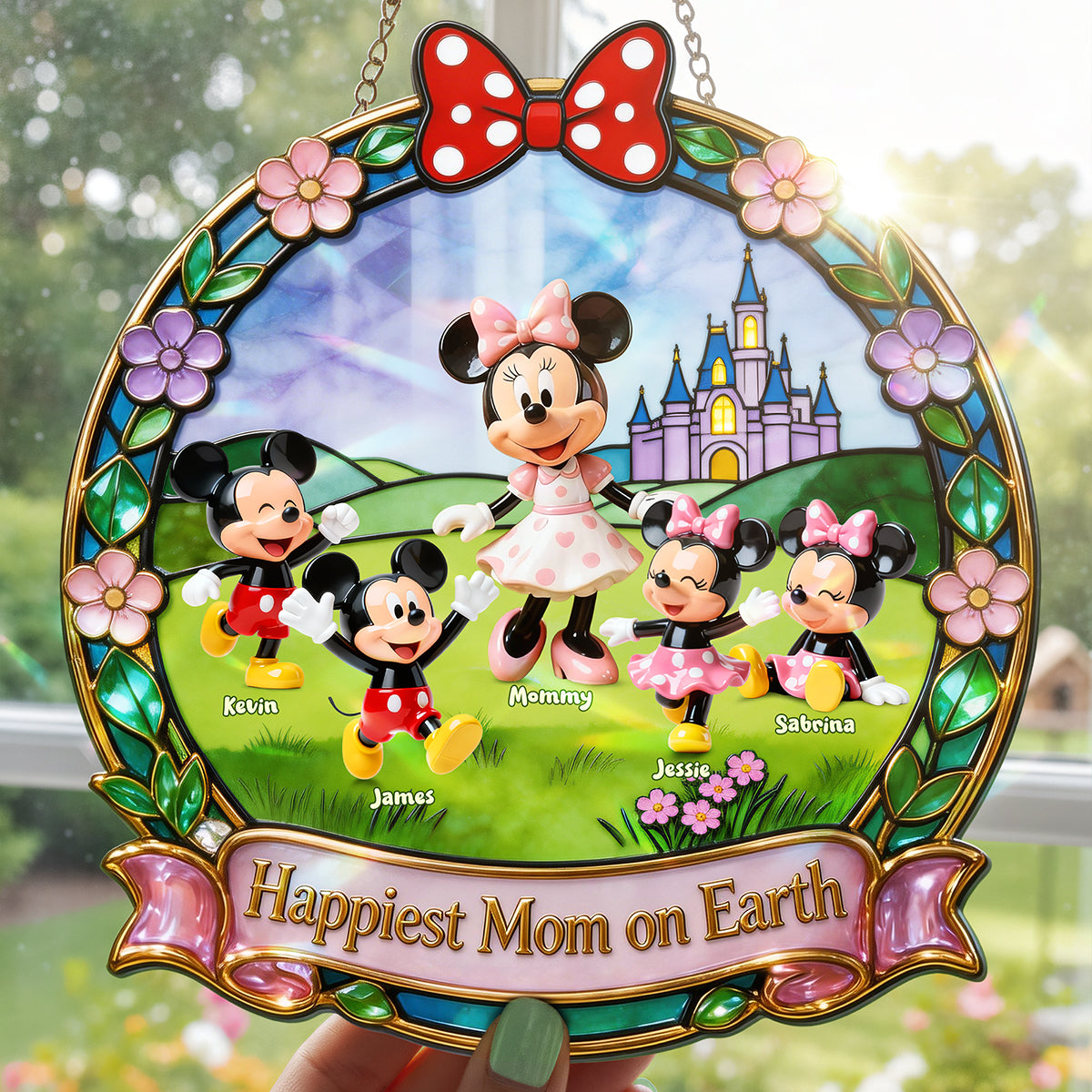 Happiest Mom on Earth - Personalized Suncatcher Ornament for Mom, Grandma and More Ornament PopCulturePrints