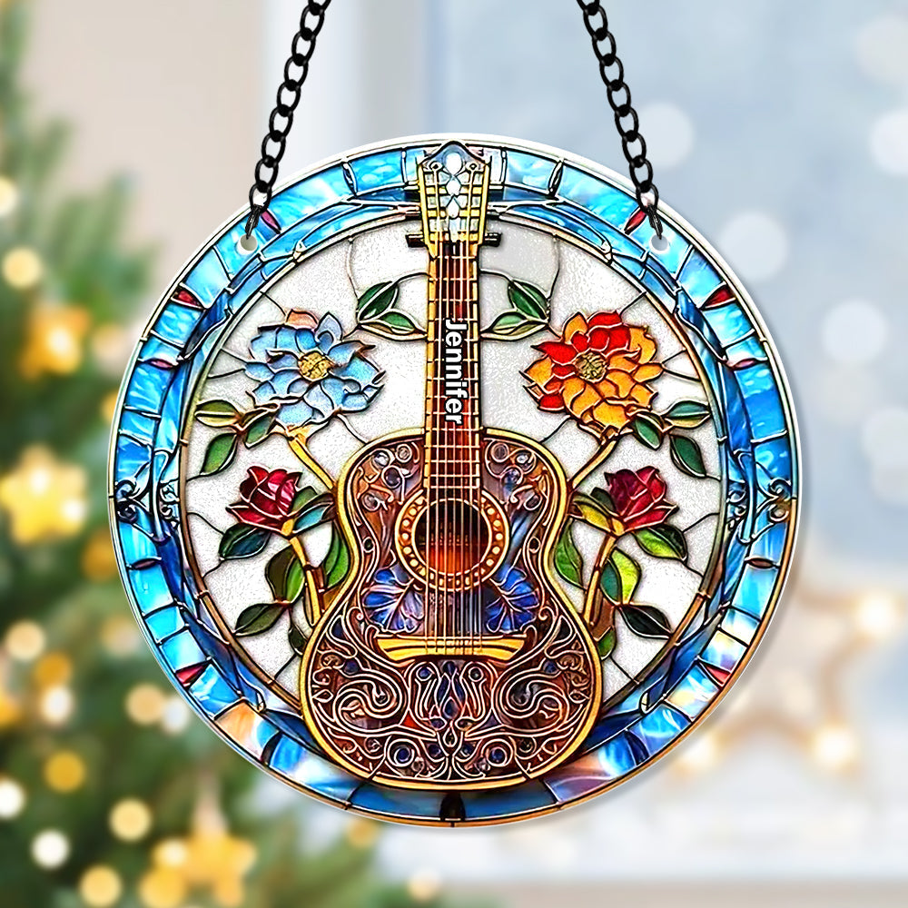 Personalized Christmas Suncatcher Ornament - Guitarist Themed Gift