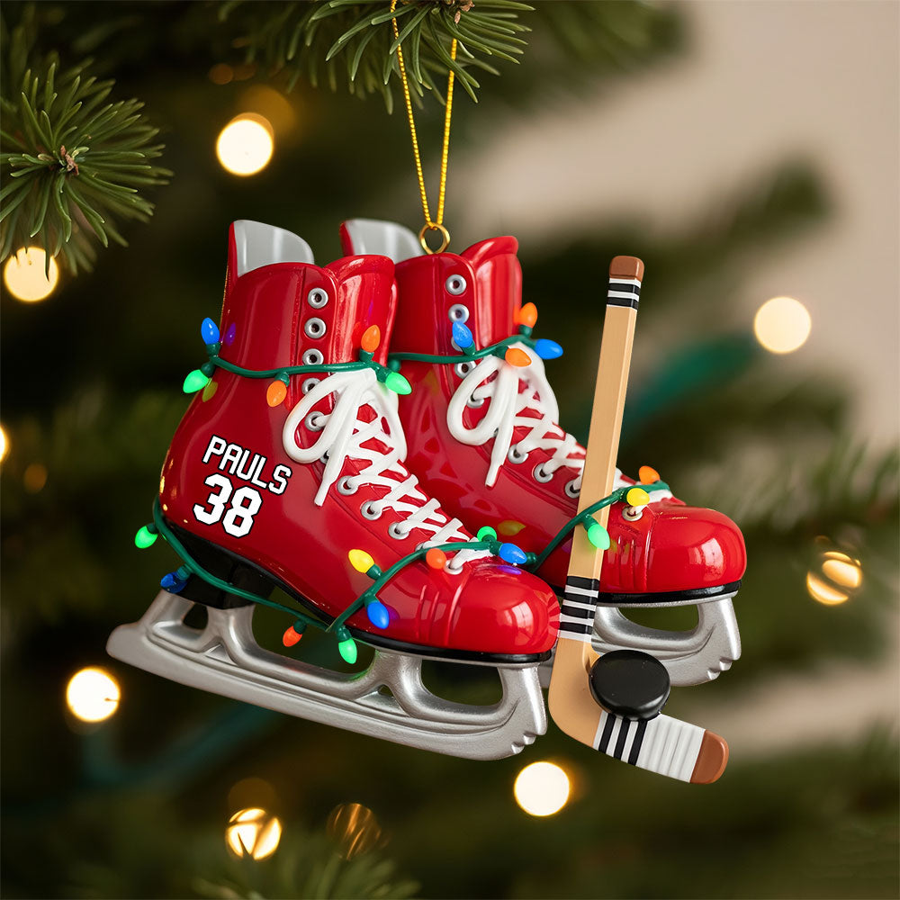 "Skate into the Holidays with Style!" - Ice Hockey Skates Ornament - Personalized Gift for Ice Hockey Lovers Ornament PopCulturePrints
