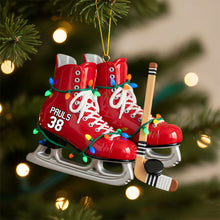 Load image into Gallery viewer, &quot;Skate into the Holidays with Style!&quot; - Ice Hockey Skates Ornament - Personalized Gift for Ice Hockey Lovers Ornament PopCulturePrints
