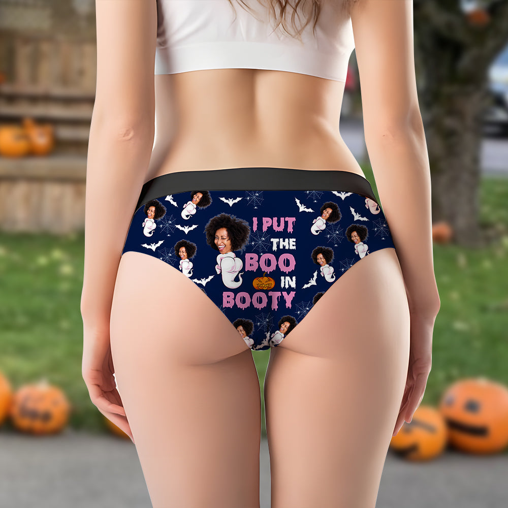 Custom Halloween Women's Briefs - Boo In Booty Design