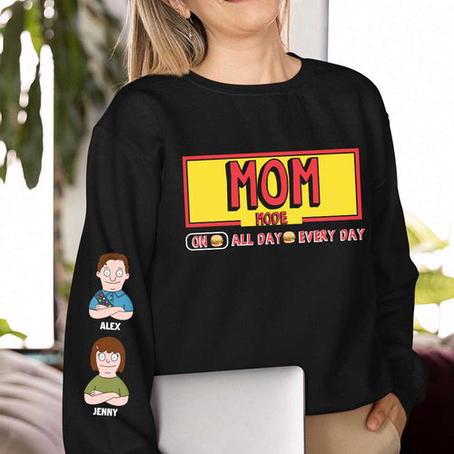 Mom Mode On - Personalized Sweatshirt for Mother's Day AOP Products PopCulturePrints
