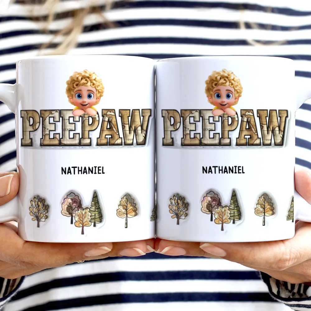 “Celebrate the Adventure of Fatherhood” - Vintage Map Grandpa Dad Title - Personalized 3D Inflated Effect Printed Mug Mug PopCulturePrints