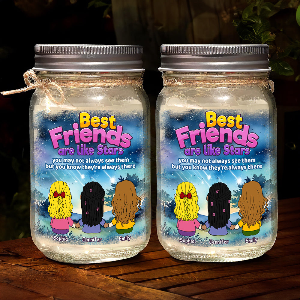 Personalized Best Friends Mason Jar Light Drink Jar PopCulturePrints