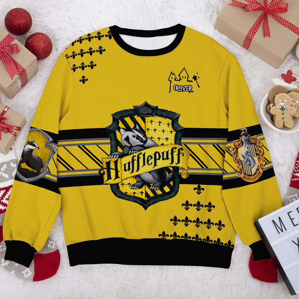 Personalized Gryffindor Ugly Christmas Sweater - Gift for Movie Fans & Book Lovers